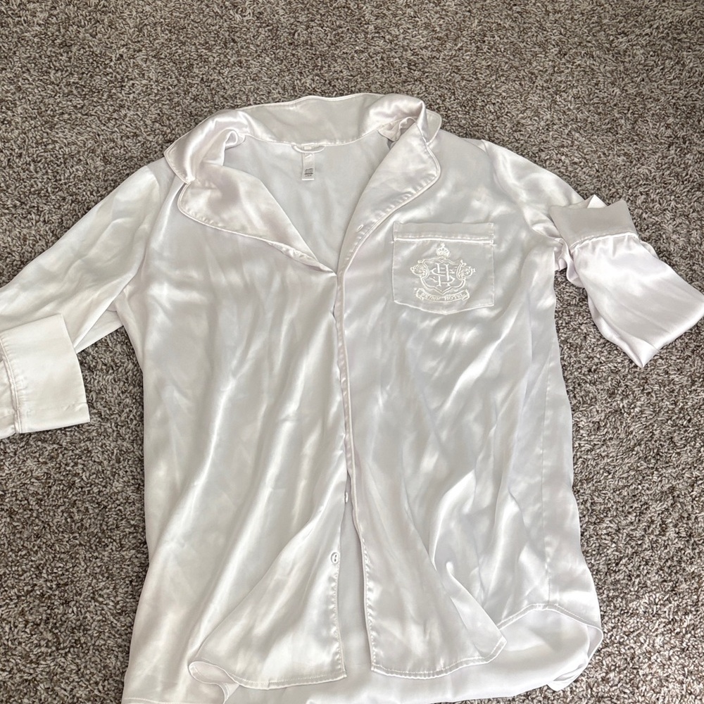 Skims hotel limited edition Satin White Button-Up Pajama sleep dress